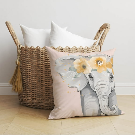 Elephant Pink Throw Pillow