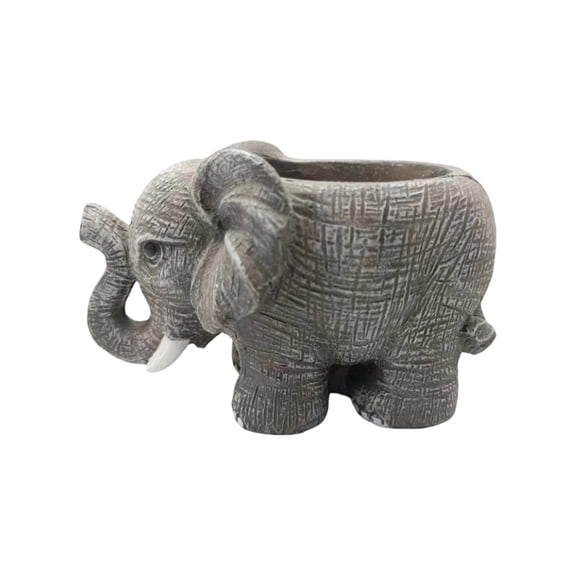 Elephant Planter, Faux Stone Texture Resin Animal-Shaped Flower Pot, Drainage Design Succulent Planter for Indoor Outdoor Garden Patio Desktop Decor