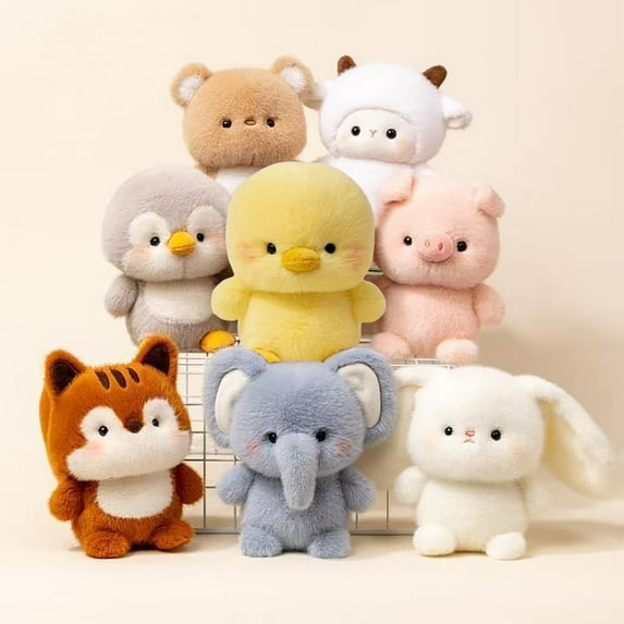 Elephant Plush Toy Soft Stuffed Animal Joyful Chicken Pig Fox Lamb Bunny Penguin Bear Plush Doll Adorable Hugging Pillow Christmas Gift for All Ages