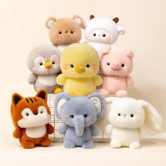 Elephant Plush Toy Soft Stuffed Animal Joyful Chicken Pig Fox Lamb Bunny Penguin Bear Plush Doll Adorable Hugging Pillow Christmas Gift for All Ages