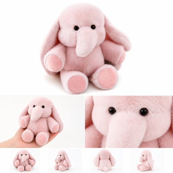 Elephant Plush Toy Stuffed Animal, 17.72 Inch Fluffy Small Elephant Plushie, Soft Stuffed Elephant for Teens Adults Home Decor(Pink)