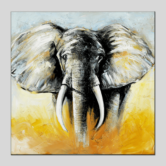 Elephant Portrait Oil Paintings Large Wall Art Animal Framed Wall Decor for Livingroom or Bedroom(Framed Ready to Hang)