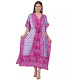 thumbnail image 1 of Elephant Print Kimono Sleeve Kaftan Women’s One Size Maxi Tunic Dress for Beach & Cocktail Party, 1 of 5