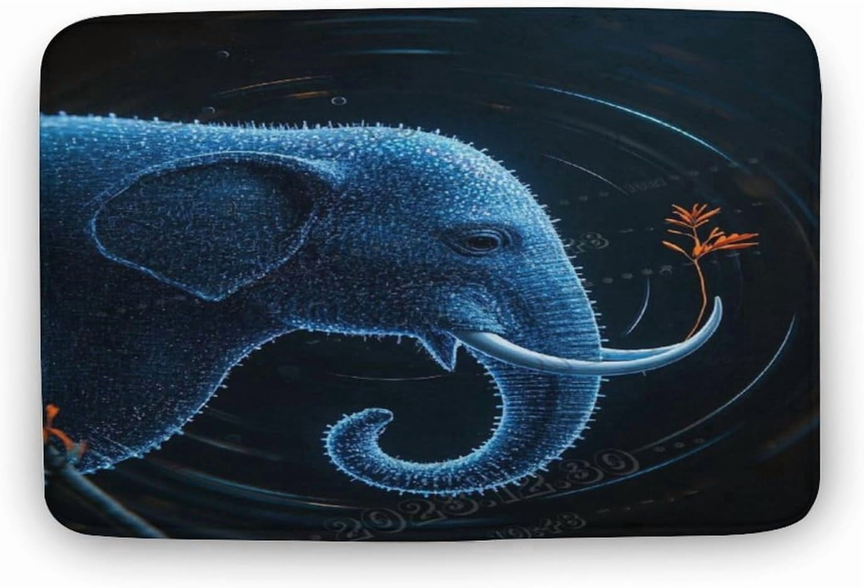Elephant Printed Black Bath Rug, Funny Animal Bath Mat, Cute Welcome ...