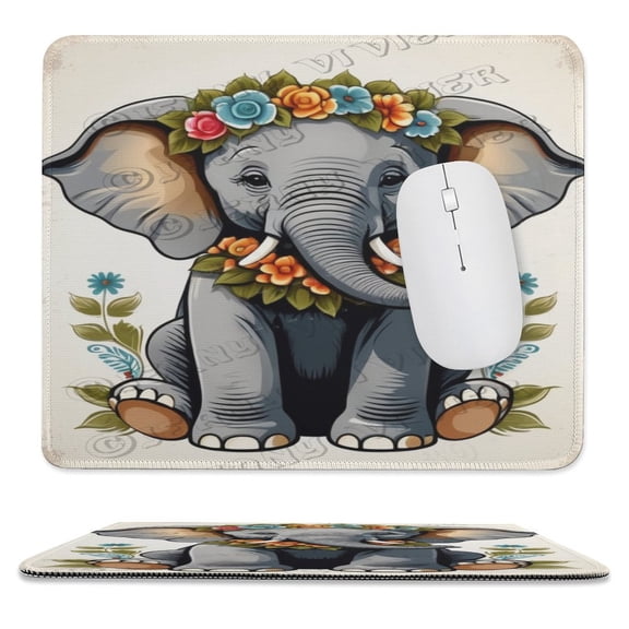 Elephant Printed Mouse Pad, 10"x12", Non-Slip Rubber Base MousePads for Computer Laptop Men Women Kids