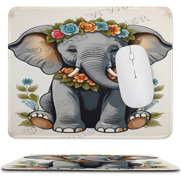 Elephant Printed Mouse Pad, 10"x12", Non-Slip Rubber Base MousePads for Computer Laptop Men Women Kids