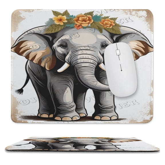 Elephant Printed Mouse Pad, 10"x12", Non Slip Rubber Base MousePads for Office Laptop