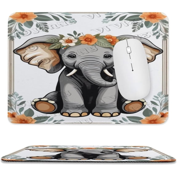 Elephant Printed Mouse Pad, 8"x10", Square Mouse Pad, Cloth with Rubberized Base, Standard