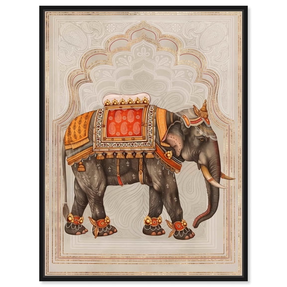Elephant Queen Canvas Oriental Wall Decor by Art Remedy, Black Frame, 16 x 20