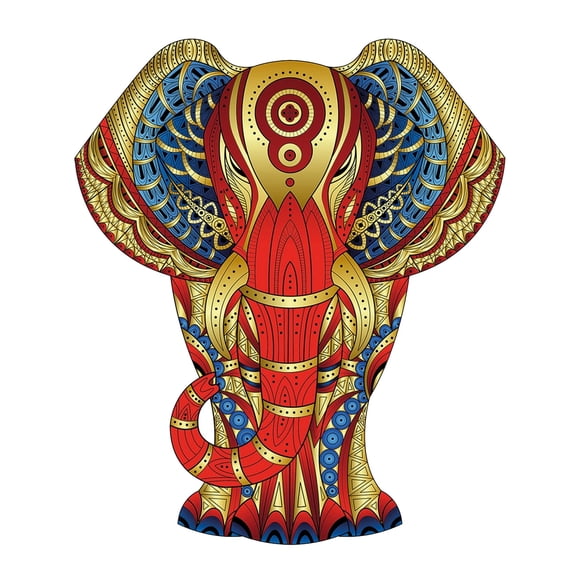 Elephant Rainbow Wooden Jigsaw Shape Puzzle 120 pieces