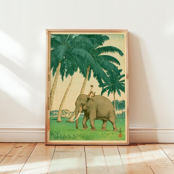 Elephant Rider Poster Tropical Landscape Print Wall Art 1