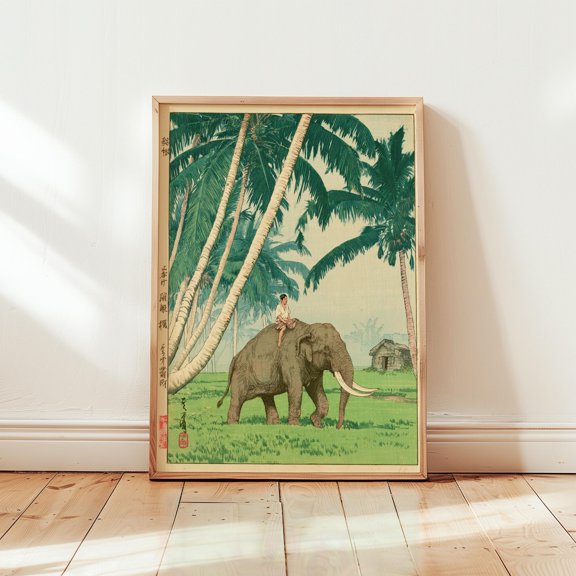 Elephant Rider Poster Tropical Landscape Print Wall Art