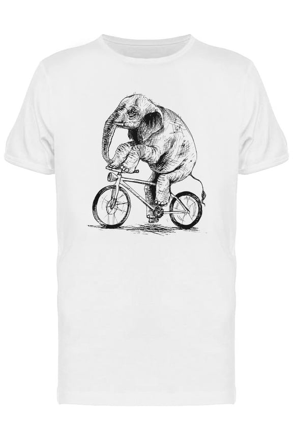Elephant Riding Bicycle T-Shirt Men -Image by Shutterstock, Male Small