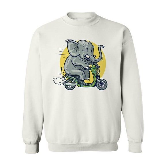 Elephant Riding Motorbike Sweatshirt Men -Image by Shutterstock, Male Small