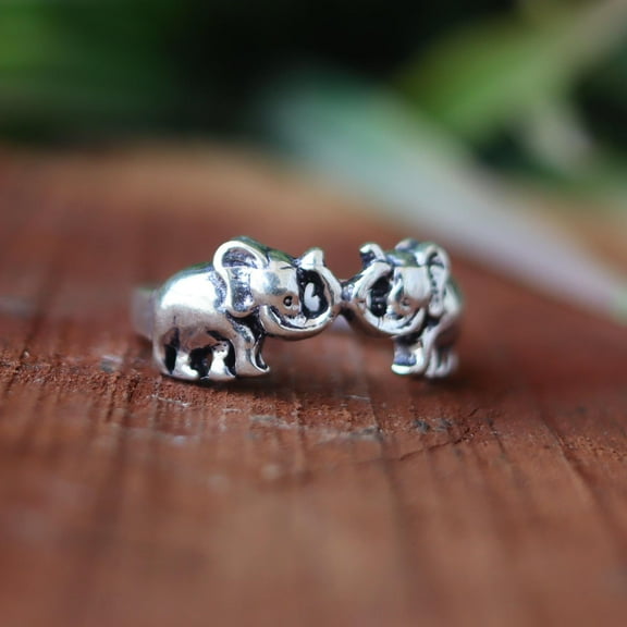 Elephant Ring, 925 Solid Silver Ring, Elephant Trunk Band Ring, Two Elephant Silver Jewelry, Wild Life Inspired Ring, Unisex Silver Jewelry*