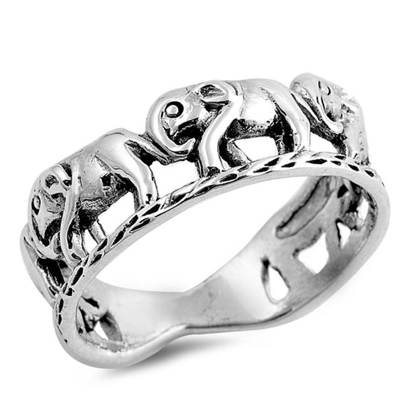 Elephant Ring .925 Sterling Silver Animal Band Jewelry Female Male Unisex Size 5