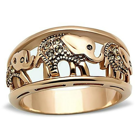 Elephant Ring Band Ring for Women Rose Gold Plated Crystal Ginger Lyne Collection Size 5