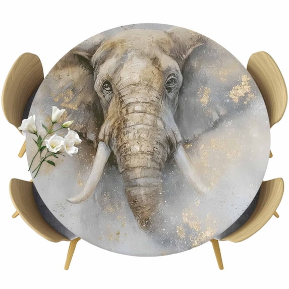 Elephant Round Tablecloth 36-44 Inch Round Fitted Table Cloth with ...