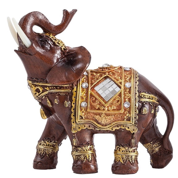 Elephant Sculpture Golden Elegant Figurine In 3 Size Feng Shui Home Office Decoration Resin Statue Gift Item