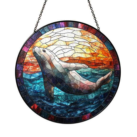 Elephant Seal Suncatcher Ornament Hanging Display Gift Plaque Glass