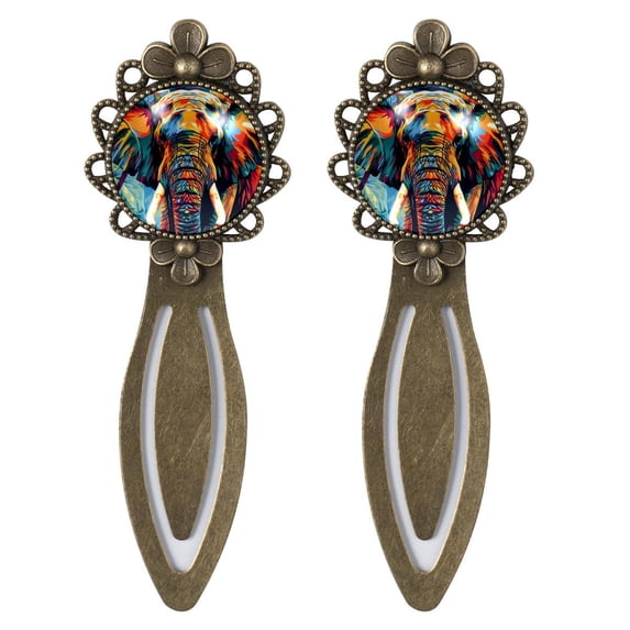Elephant Set of 2 Vintage Copper-Colored Lace Bookmarks for Readers and Book Lovers - Stainless Steel Reading Accessories
