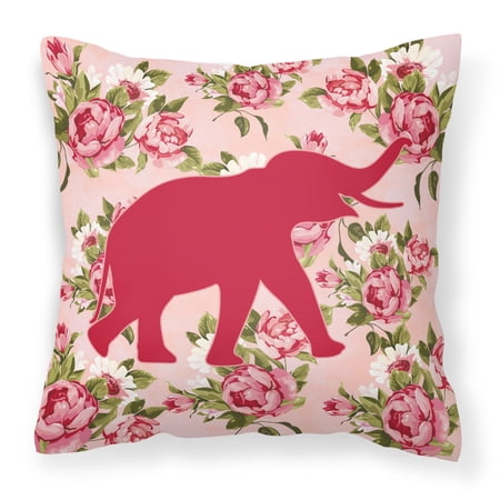 Elephant Shabby Chic Pink Roses Fabric Decorative Pillow
