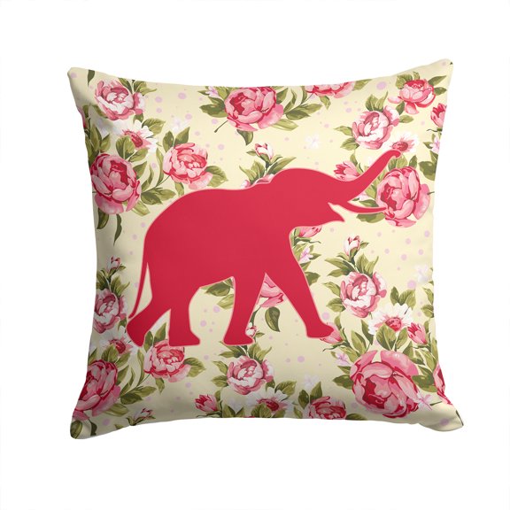 Elephant Shabby Chic Yellow Roses Fabric Decorative Pillow