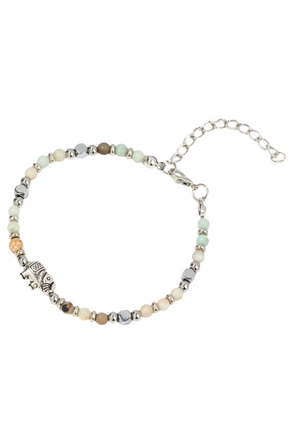 Elephant Shaped Beaded Chain Bracelet 16cm Base + 5cm Extender Chain Cultural Symbolic Accessory