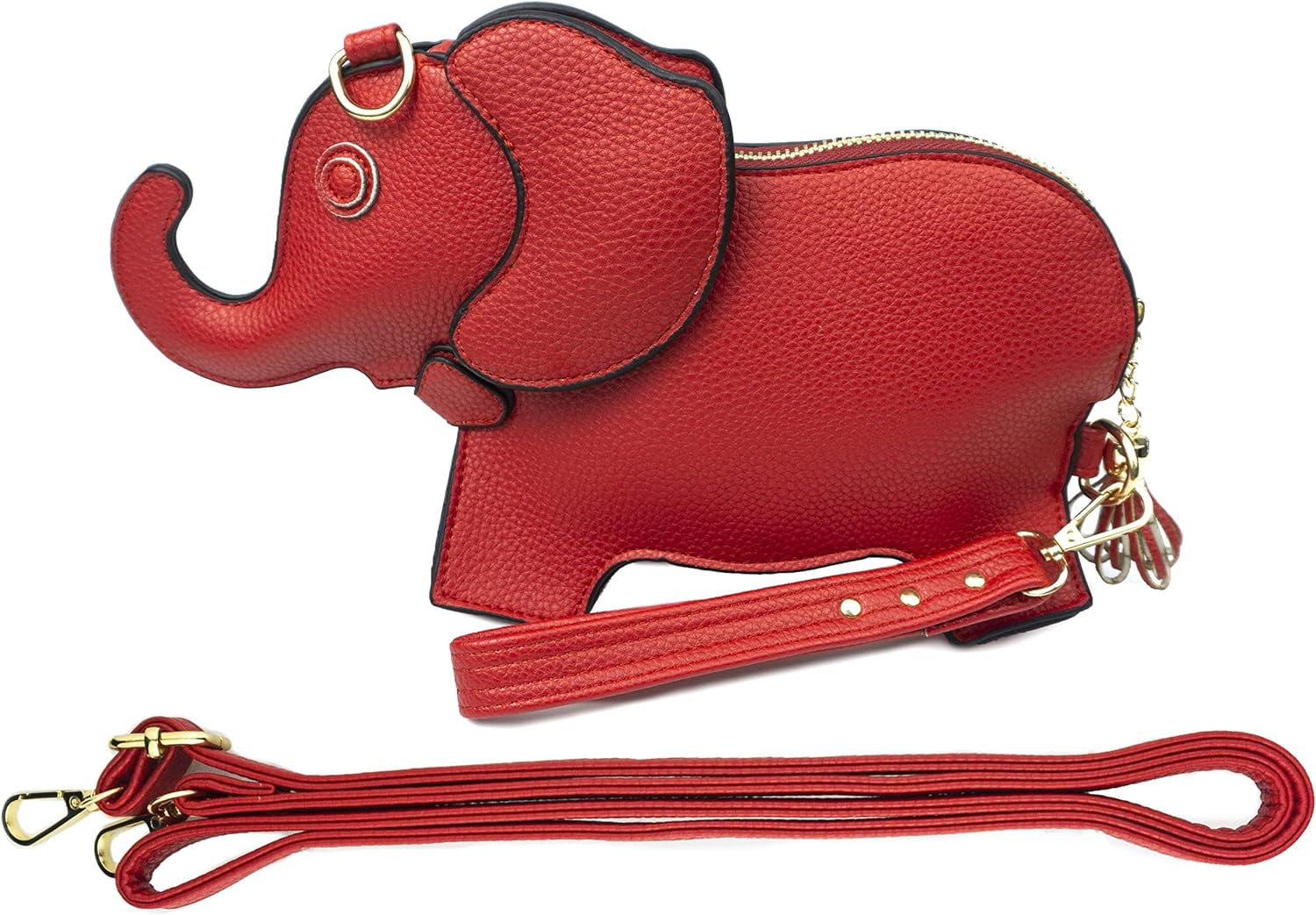 Elephant Shaped Crossbody Bag for Women Shoulder Handbag PU Leather Wristlet Clutch Purse