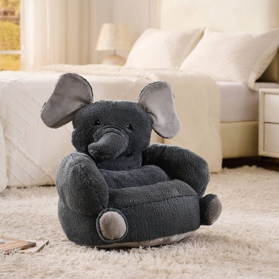 Elephant Shaped Kids Character Plush Chair for Reading and Watching TV For Toddlers and Children's Rooms
