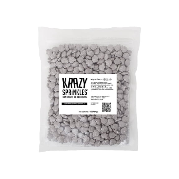 Krazy Sprinkles - Edible Elephant Shapes - Bold Cake Decoration, 1lb Bag