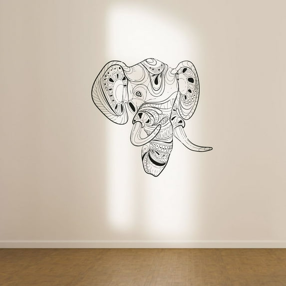 Elephant Silhouette Aztec Pattern Design Beautiful Elegant Elephant Silhouette Decor Vinyl Wall Art Wall Sticker Wall Decal Home Kids Room Study Room Boys Girls Wall Decor Design Size (10x8 inch)