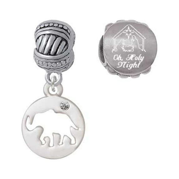 Elephant Silhouette Come Let us Adore Him Charm Beads (Set of 2)