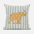 thumbnail image 1 of Elephant Silhouette Duo Indoor/Outdoor Pillow in Off-White Gray Orange Green 18x18, 1 of 6