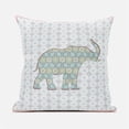 thumbnail image 1 of Elephant Silhouette Duo Throw Pillow in White Pink Green 16x16, 1 of 5