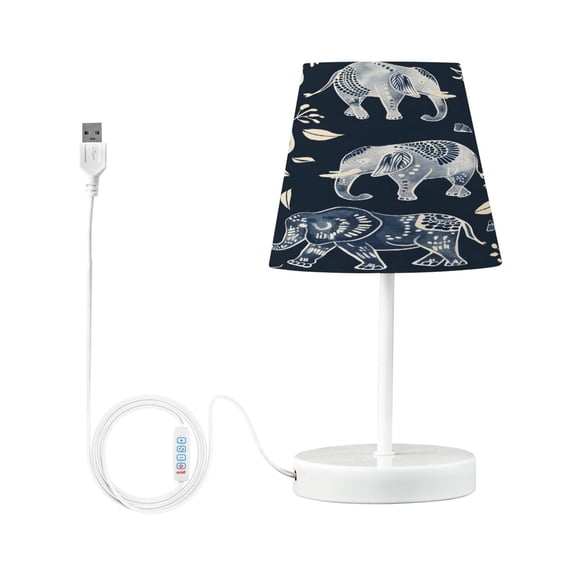 Elephant Silhouette and Plants Desk Lamp LED Table Nightstand Lamps with 3 Color Temperatures for Home Bedroom Living Room Decor 6x11