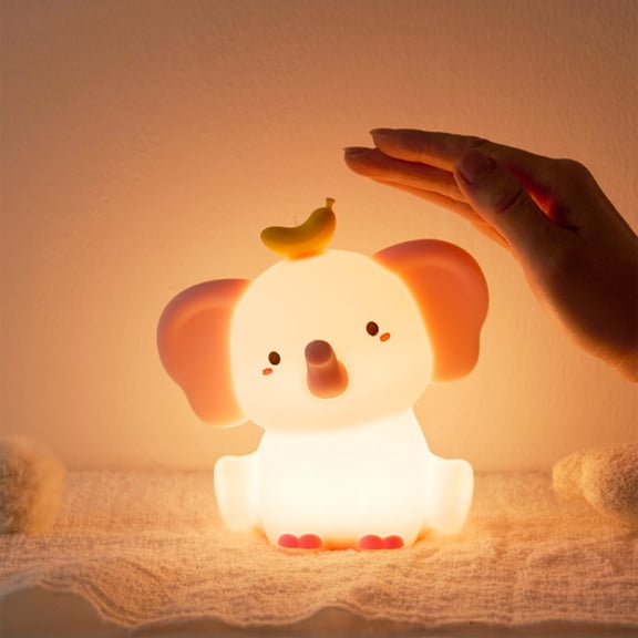 Elephant Silicone Night Light - Touch Control LED Bedside Lamp for Nursery, Infant Feeding, Eye Protection, USB Rechargeable, Blue Cute Stress Relief Toy