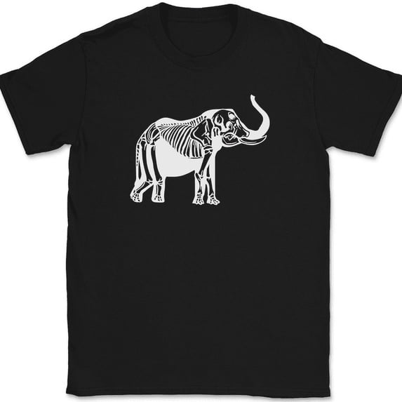 Elephant Skeleton T-Shirt Funny X-Ray Animal Halloween Africa Graphic Tee - Black, 4XL