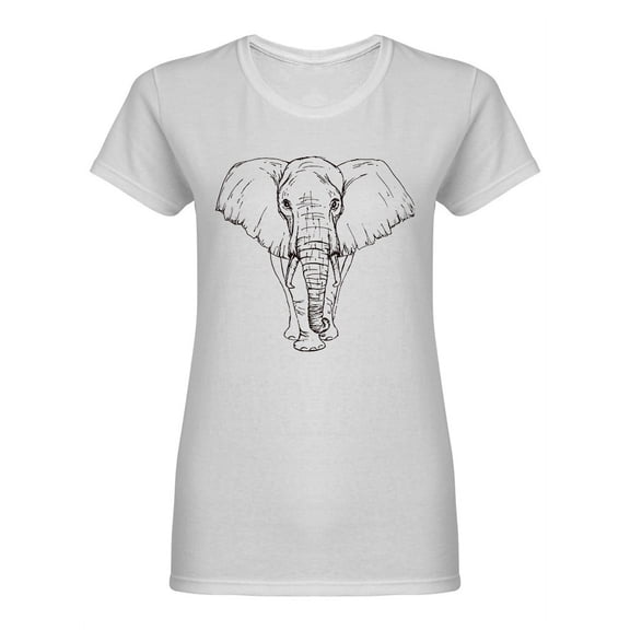 Elephant Sketch Design Shaped T-Shirt Women -Image by Shutterstock, Female x-Large