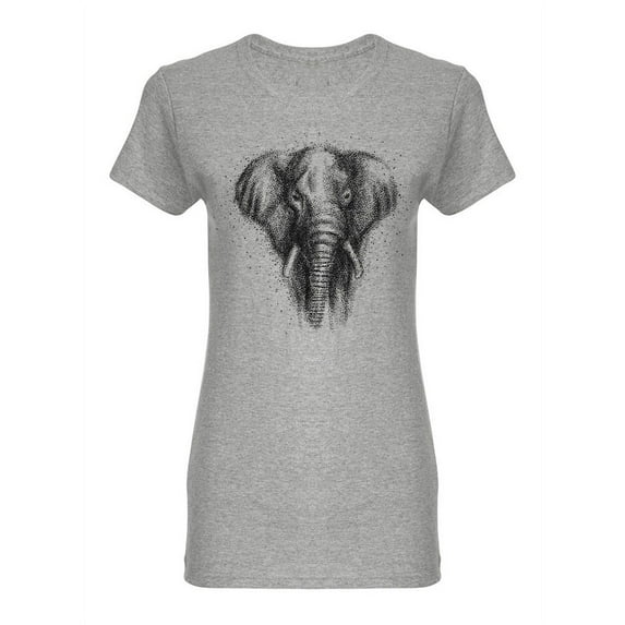 Elephant Sketch Shaped T-Shirt Women -Image by Shutterstock, Female Medium