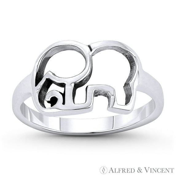 Elephant Spirit Animal Stackable Right-Hand Statement Ring in Oxidized .925 Sterling Silver
