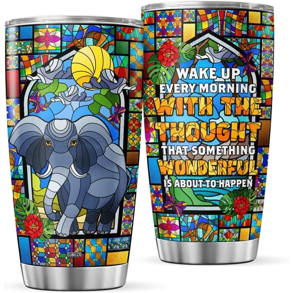 Elephant Stainless Steel Tumbler For Women Animal Coffee Mugs 20 Oz Double Walled Travel Mug Insulated Cups For Girls Inspirational Gifts For Sister Daughter Birthday Party