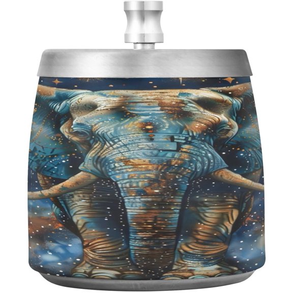 Elephant Stars Ashtray with Lid, Outdoor Ashtrays for Patio, Stainless Steel Ashtray Odorless Smokeless for Home Office Balcony