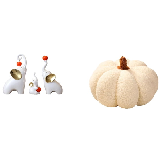 Elephant Statues Home Decor Pumpkin Throw Pillows Plush Ceramic Touch for Living Room Bedroom Office Use