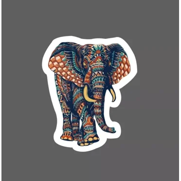 Elephant Sticker Ornate Pattern Waterproof Sticker Phone Decal Water Bottle Stickers Car Decals, Laptop Sticker
