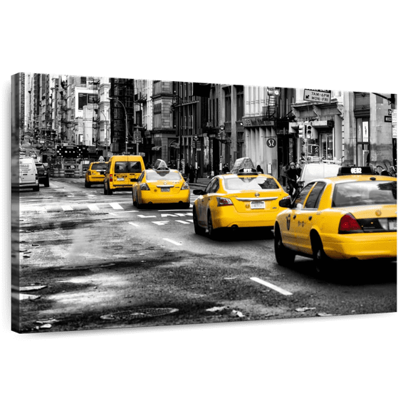 Elephant Stock 401 Broadway Pop Wall Art - Horizontal Canvas Wall Art - Living Room Wall Decor - Transportation Canvas - Yellow And Black Decor By Philippe Hugonnard - 39" x 26"