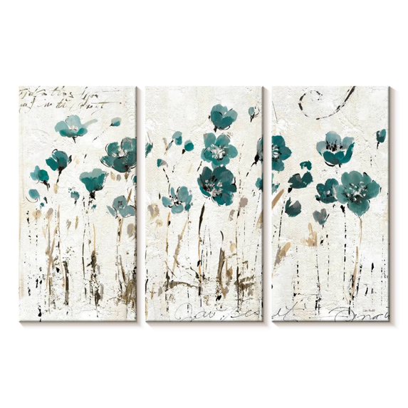 Elephant Stock Abstract Balance Vi Blue Wall Art - Horizontal Multi Panel Canvas - Living Room Wall Decor - Abstract Multi Panel - Gray And Teal Decor By Lisa Audit - 23" x 14"