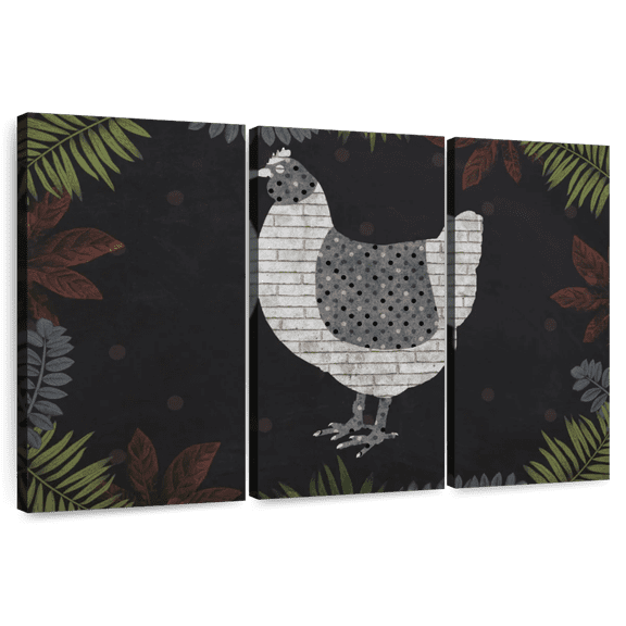 Elephant Stock Abstract Chicken Wall Art - Animal Multi Panel Canvas - 74" x 48"
