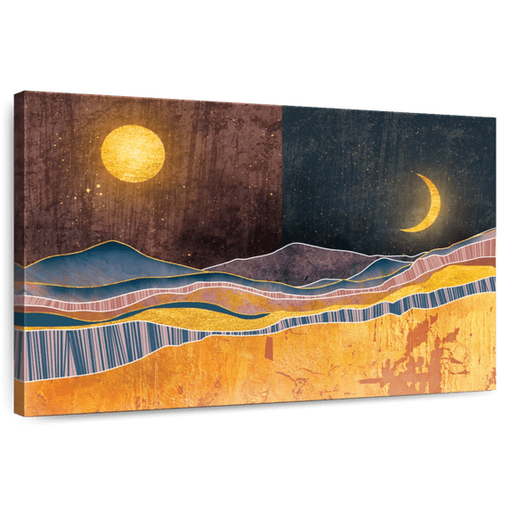 Elephant Stock Abstract Dusk To Dawn Wall Art - Horizontal Canvas Wall Art - Living Room Wall Decor - Abstract Canvas - Orange And Brown Decor - 36" x 24"