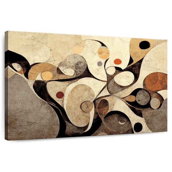 Elephant Stock Abstract Earth Tone Swirls Wall Art - Horizontal Canvas Wall Art - Living Room Wall Decor - Abstract Canvas - Beige And Brown Decor - 45" x 30"